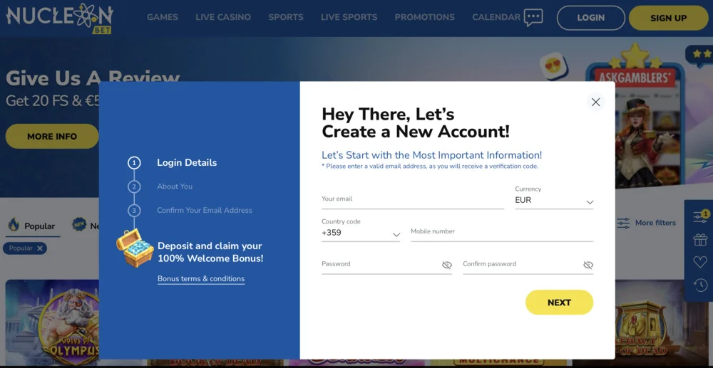 Nucleonbet Casino Signup