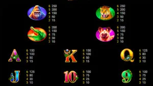 Rhino Mania Paytable