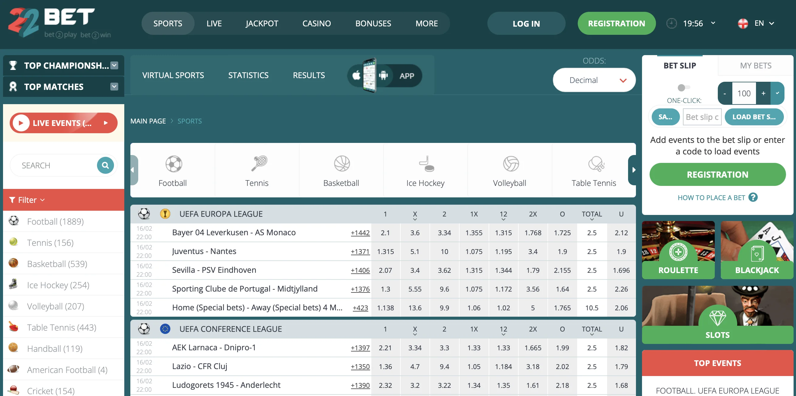 22bet Casino Sportsbetting