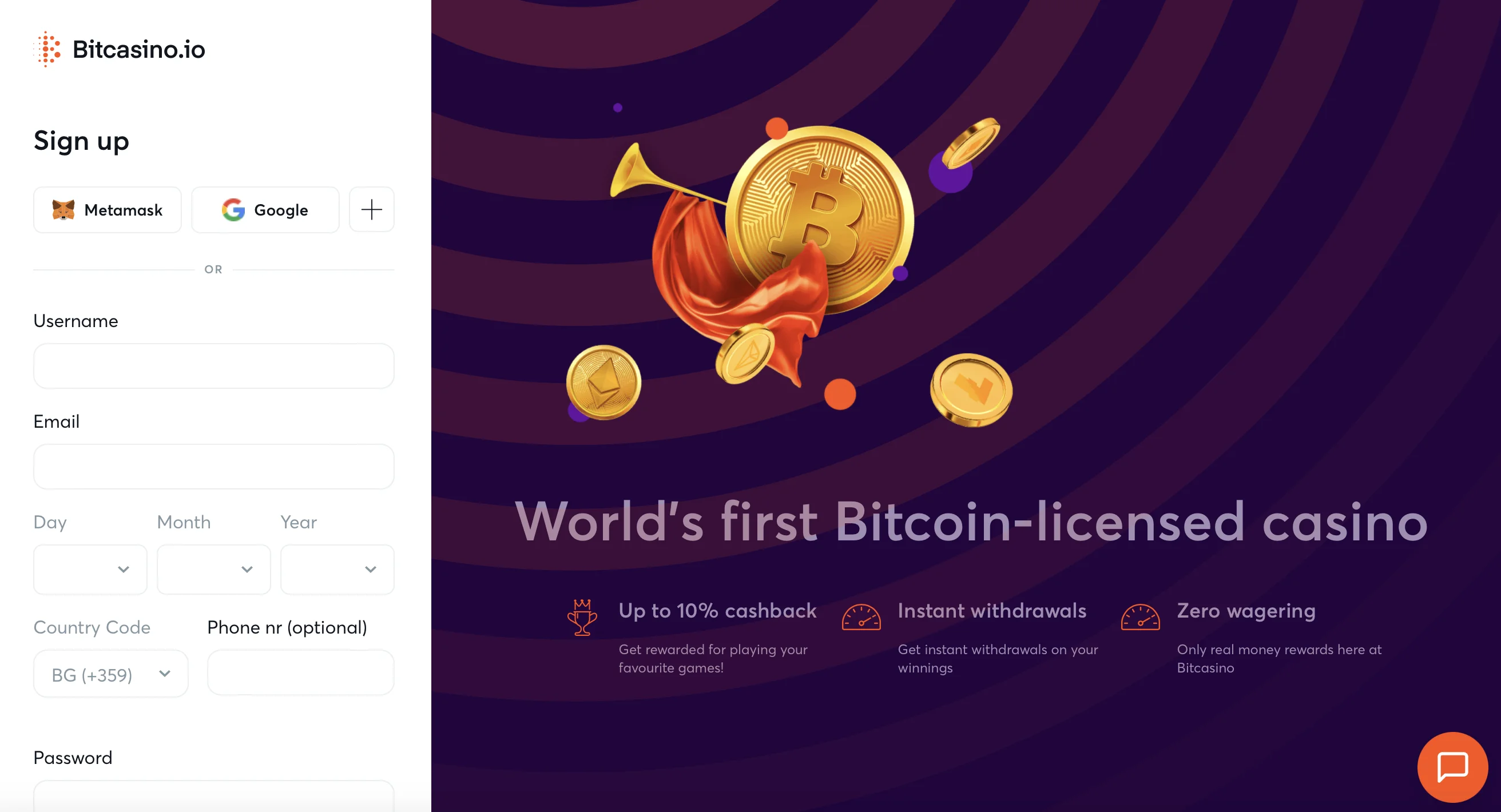 BitCasino.io Casino Registration