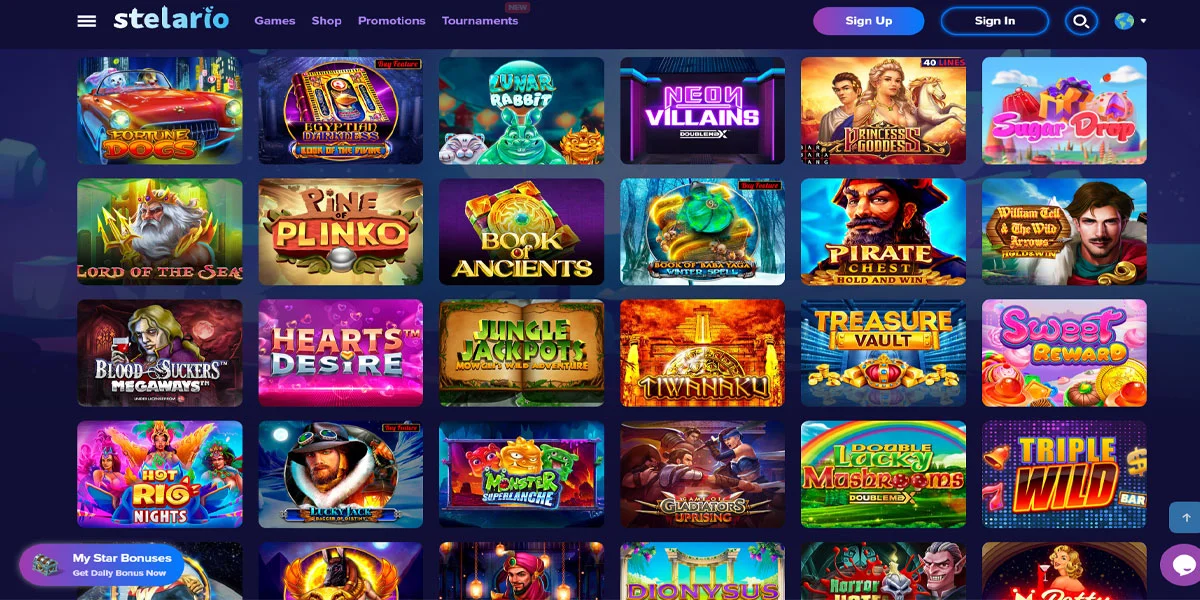 Stelario Casino Slots Section