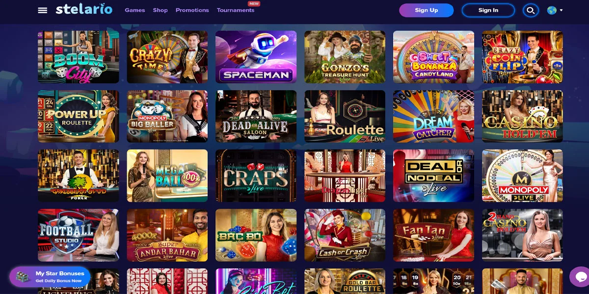Stelario Casino Live Casino Section
