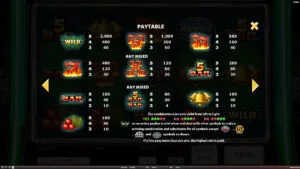 Super 10 Stars Paytable
