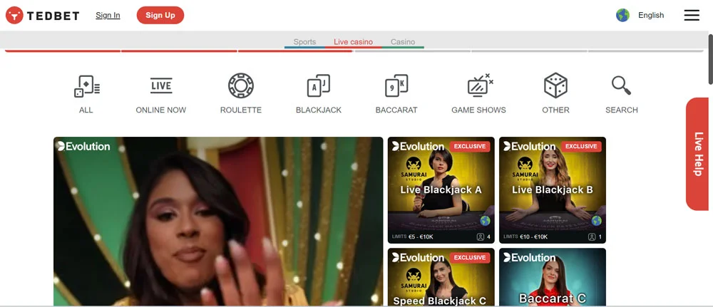 Tedbet Casino Live Casino