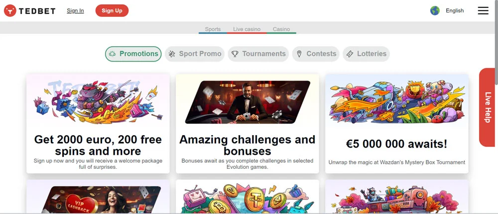 Tedbet Casino Promotions