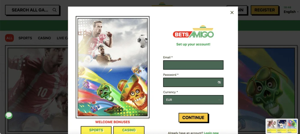 Betsamigo Sign up