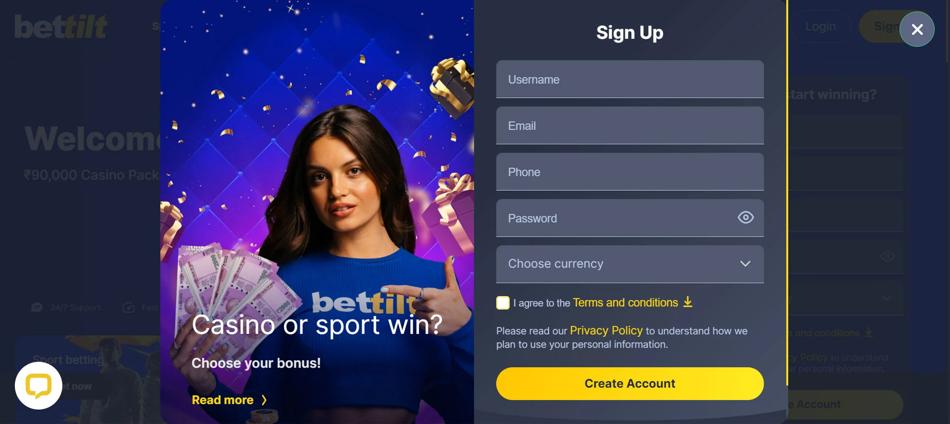 Bettilt Casino Registration