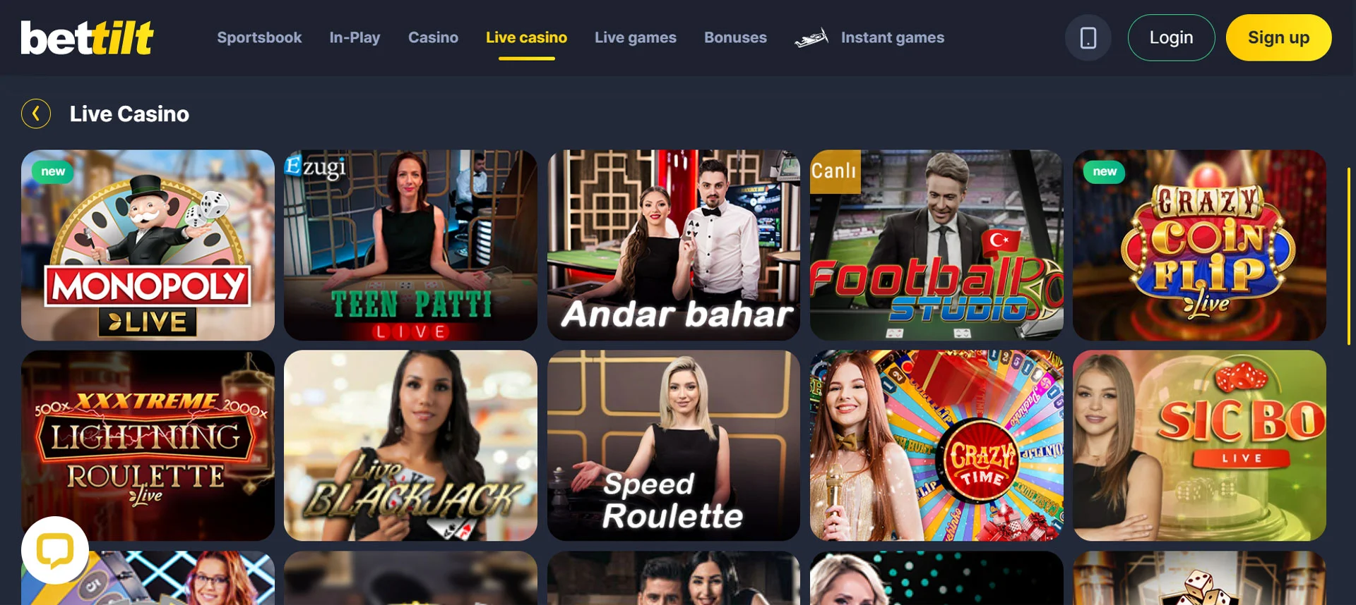 Bettilt Casino Live Casino