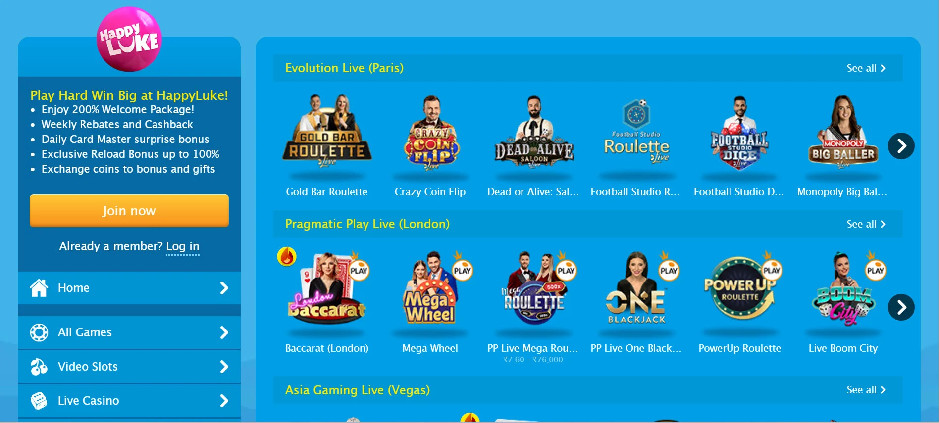 Happy Luke Casino Live Casino