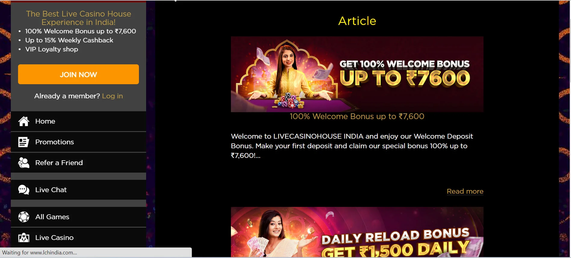 LiveCasinoHouse Promotions