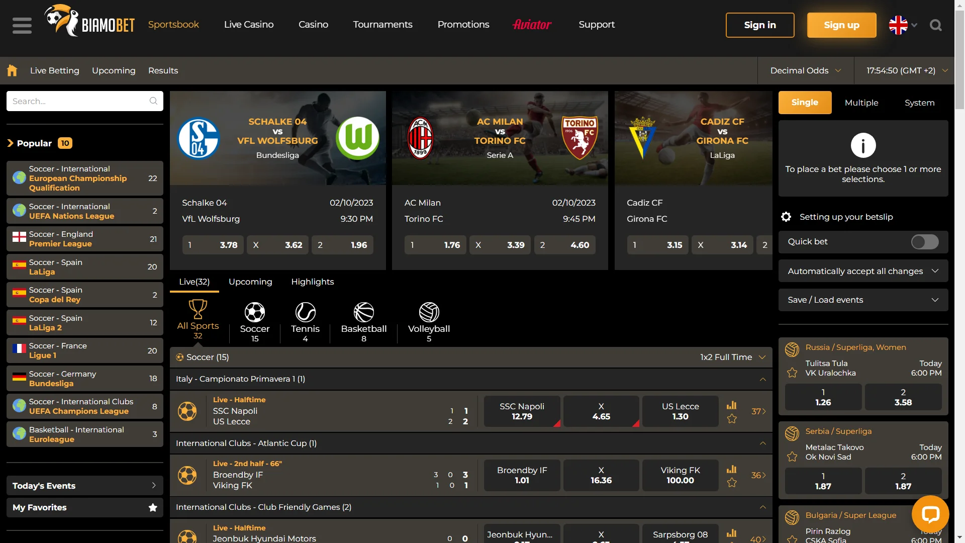 BiamoBet Casino SportsBook Section