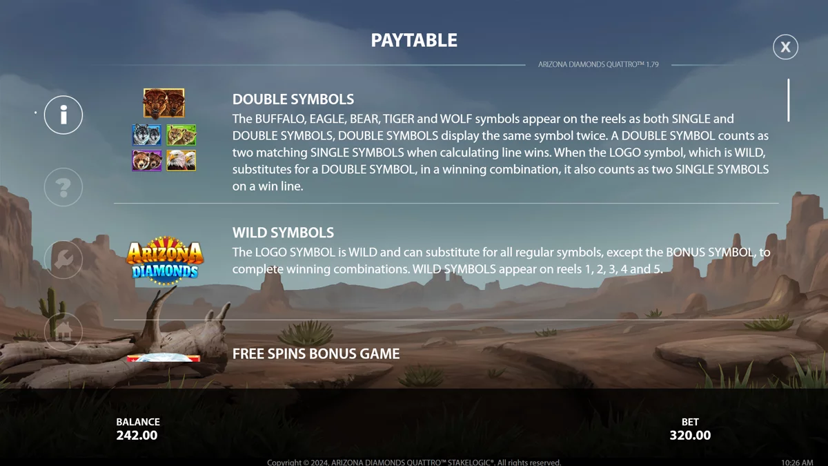 Arizona Diamonds Special Symbols