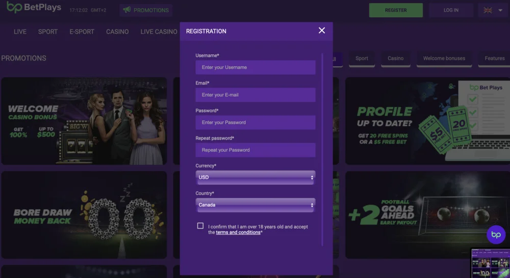 BetPlays Casino Registration