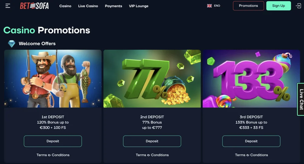 BetSofa Casino Bonuses