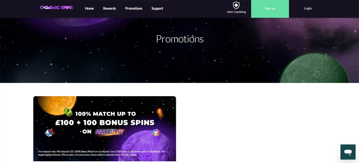 Bonuses Cosmic Spins Casino