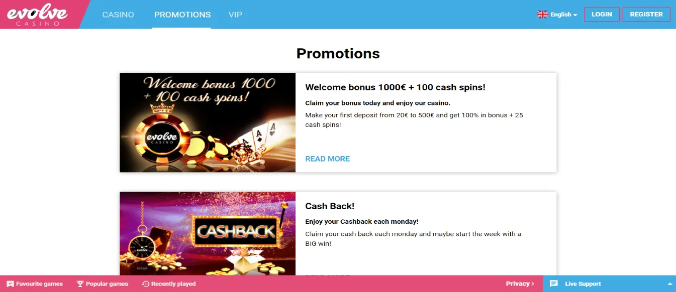 Evolve Casino Promo