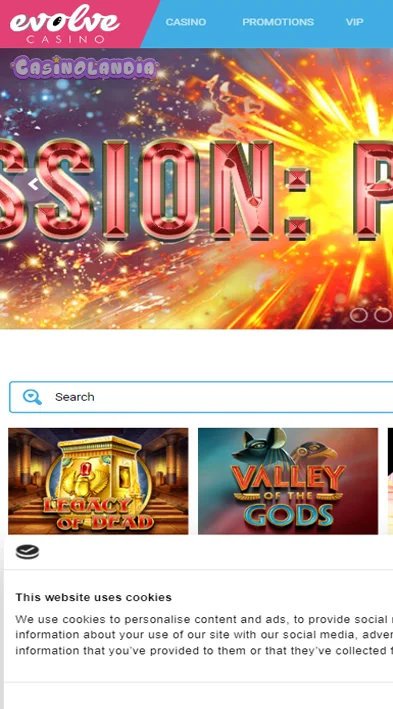 Evolve Casino Mobile View