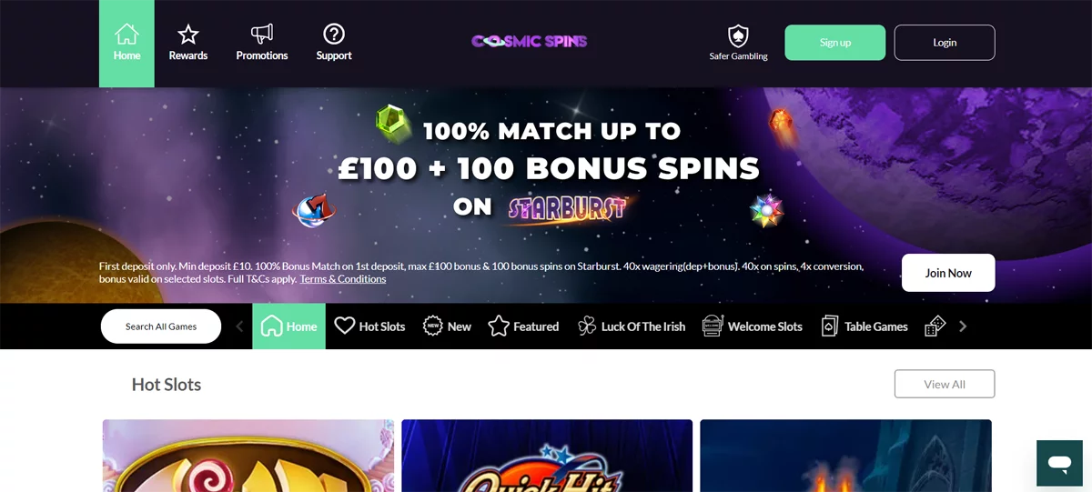 Homepage Cosmic Spins Casino
