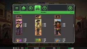 Mariachi Paytable