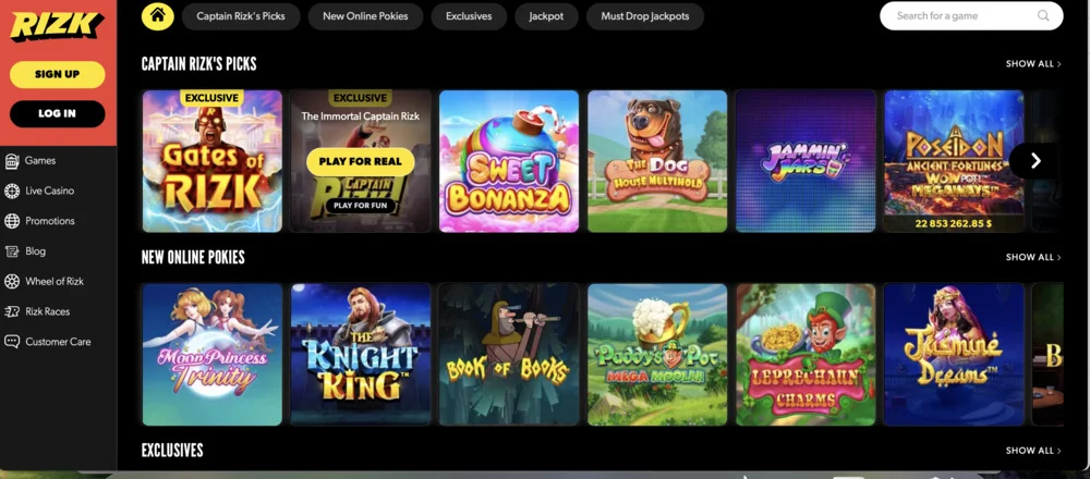 Rizk Casino Exclusive Games