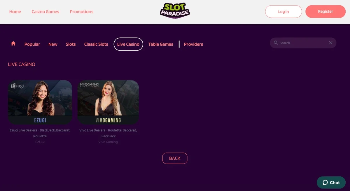 SlotParadise Casino Live Games