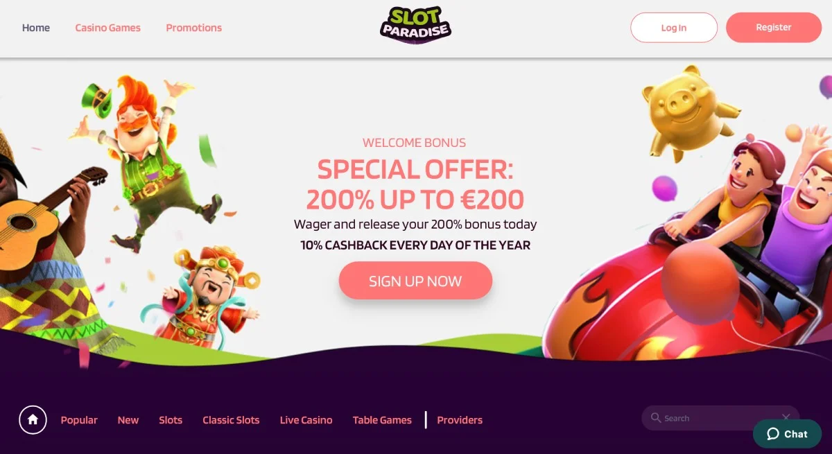 SlotParadise Casino Homepage