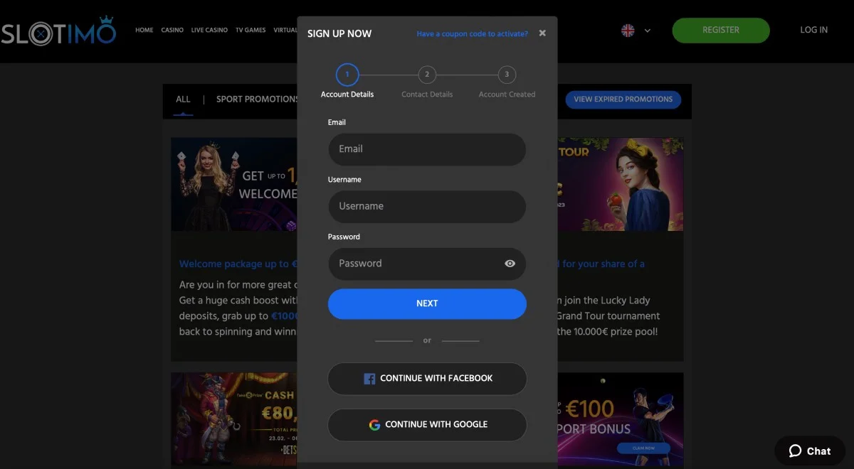Slotimo Casino Registration