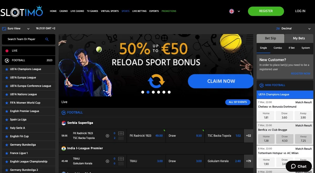 Slotimo Casino Sportsbook