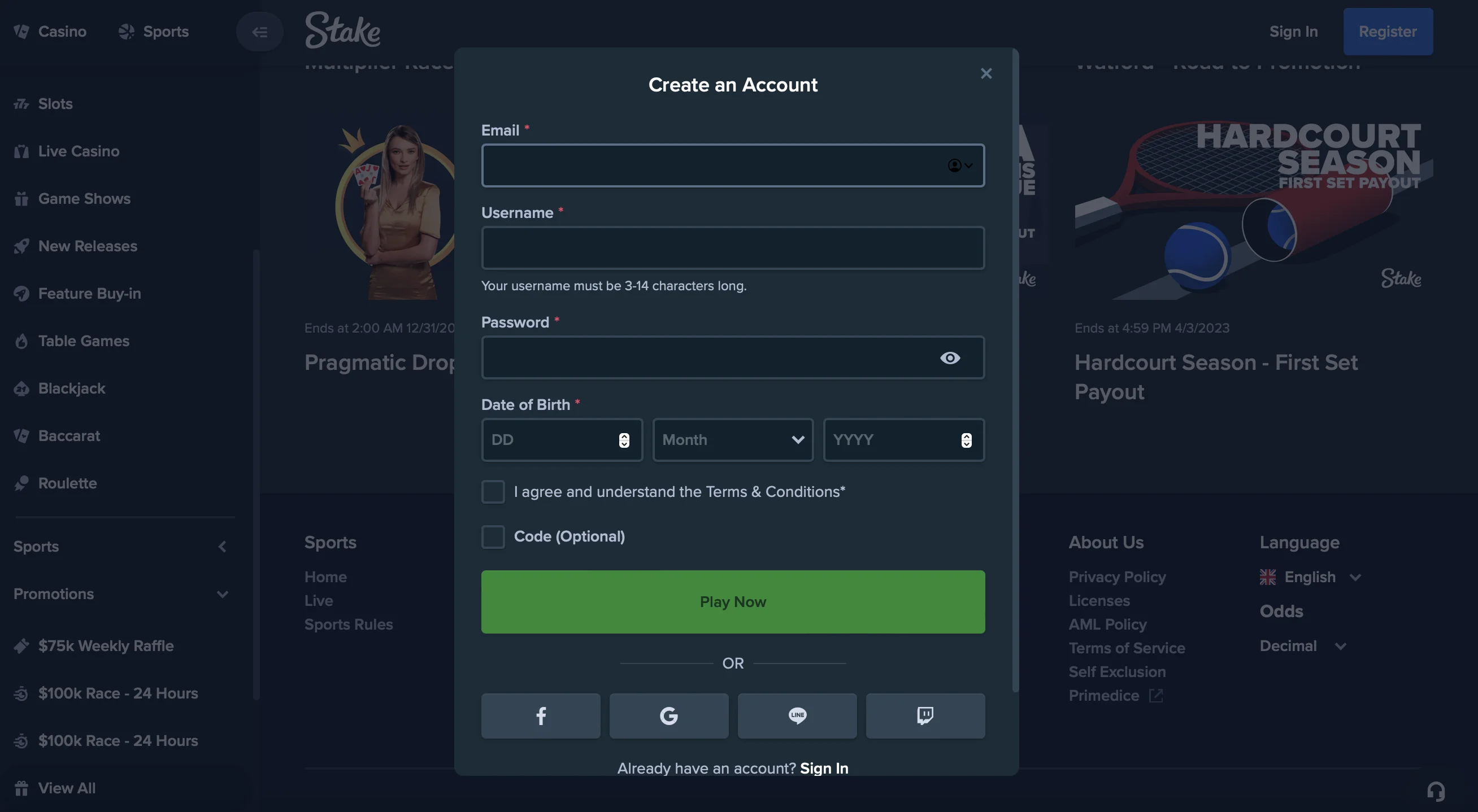 Stake Casino Registration