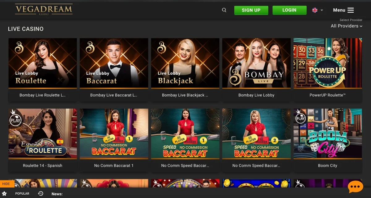 Vegadream Casino Live Games