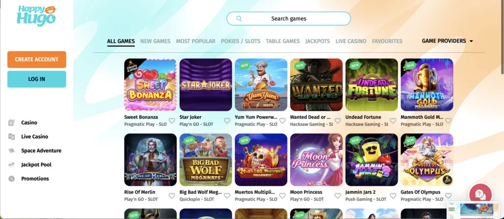 Happy Hugo Casino Games