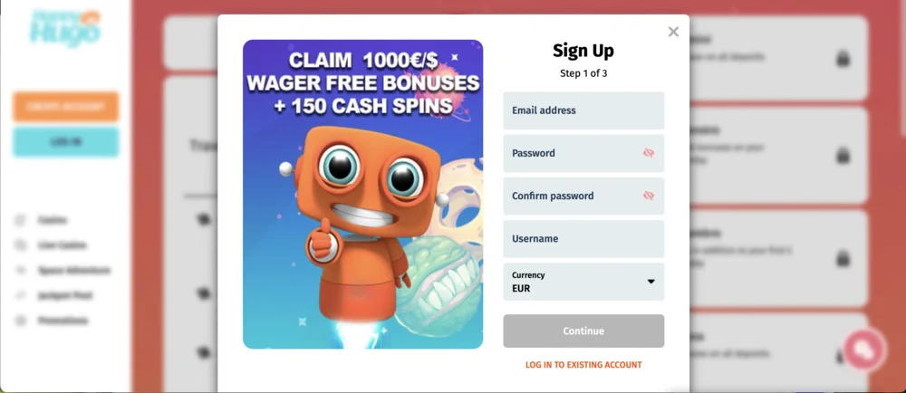 Happy Hugo Casino Sign Up