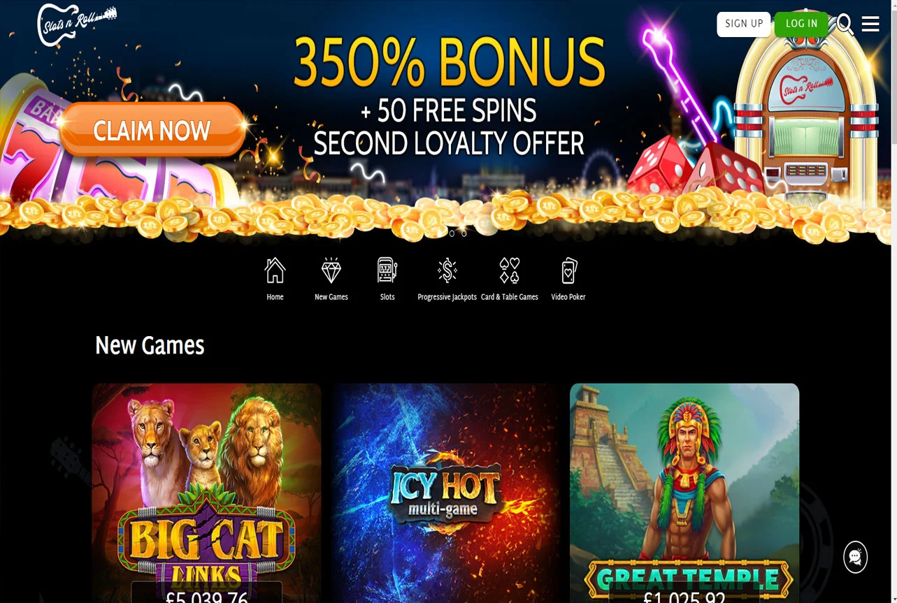 SlotsNRoll Casino Desktop View