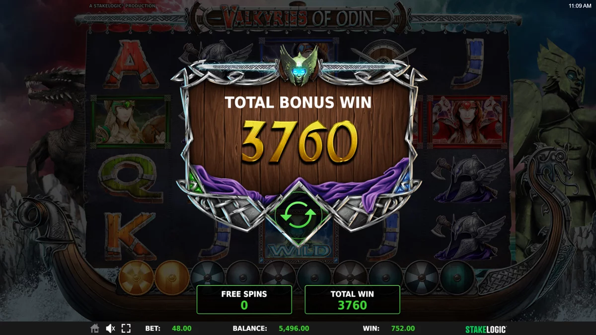 Valkyries of Odin Bonus Round Win