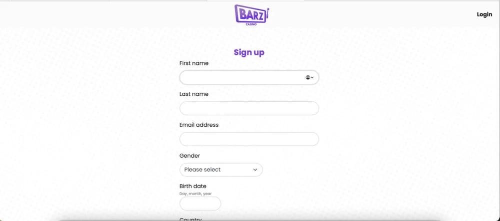 Barz Casino Signup