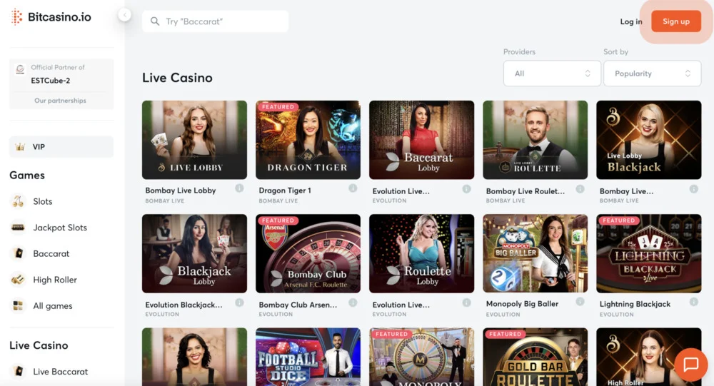 BitCasino.io Casino Live Games