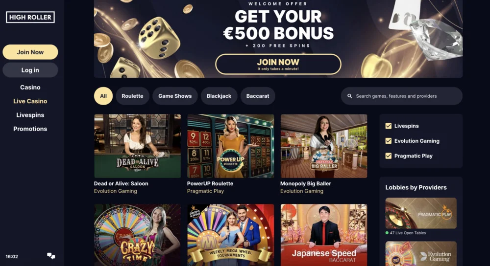 High Roller Casino Live Games