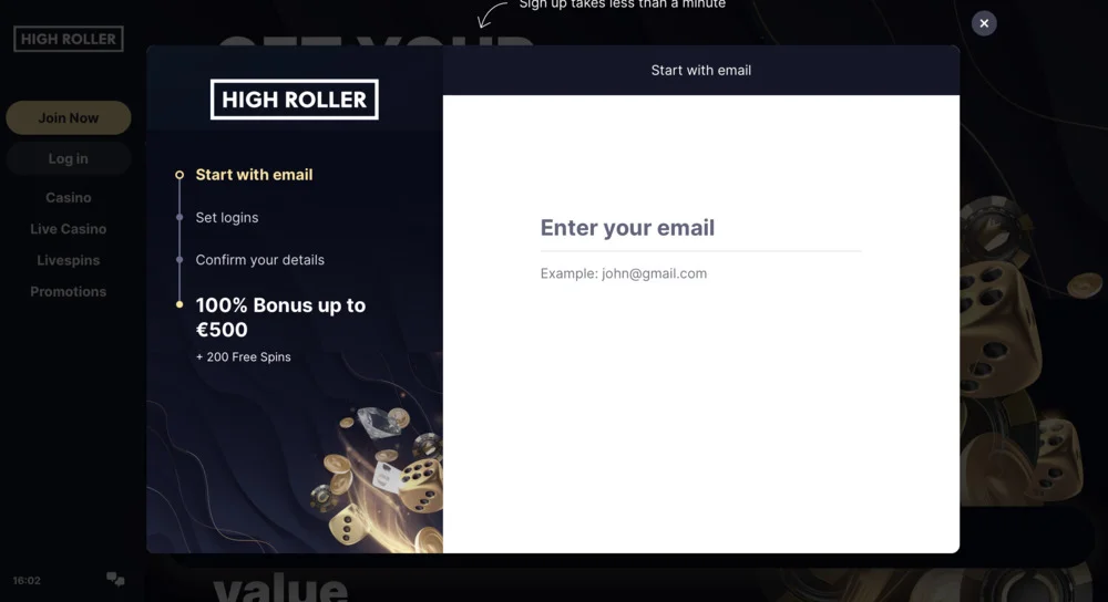 High Roller Casino Registration