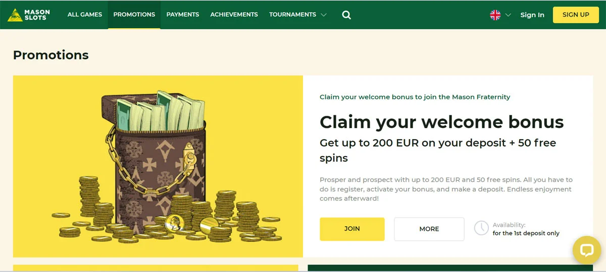 Mason Slots Casino Promotions