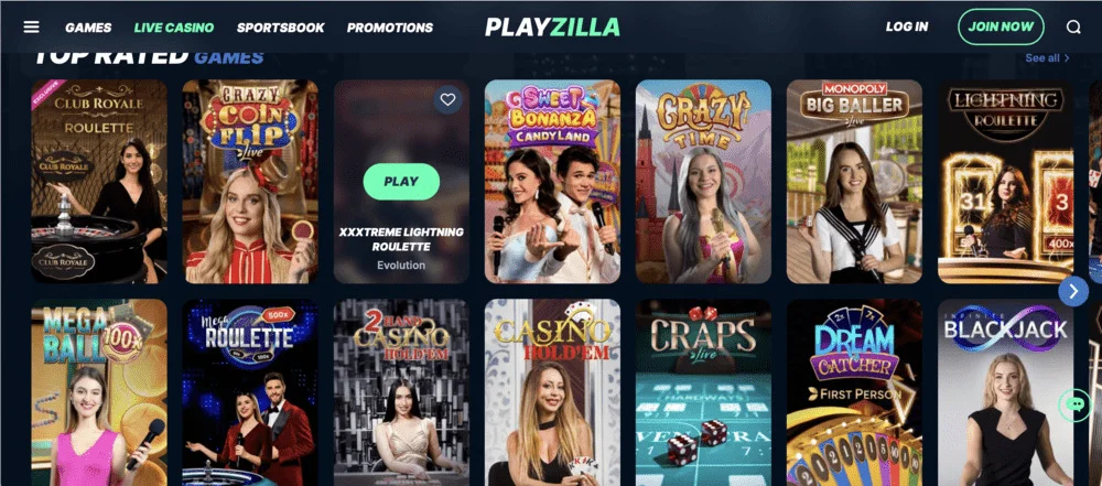 PlayZilla CasinoLive Games