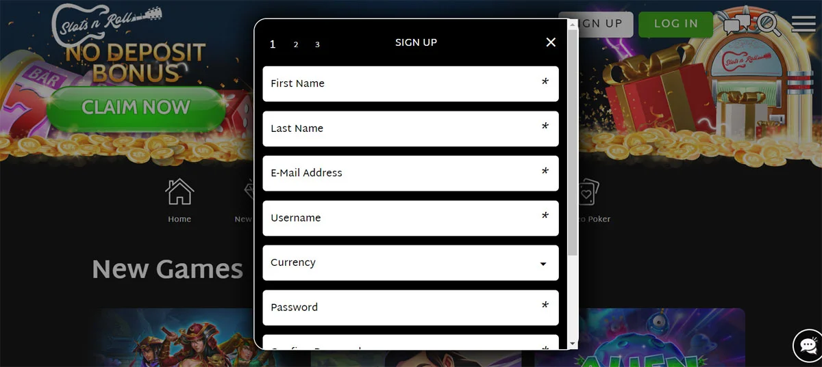 Slots N Roll Casino Registration