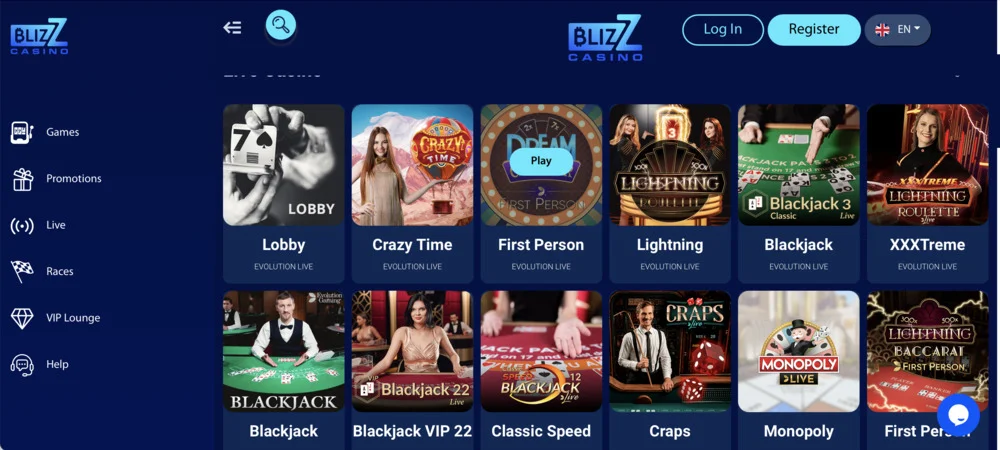 Blizz Casino Live