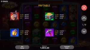 Boom! Boom! Gold! paytable