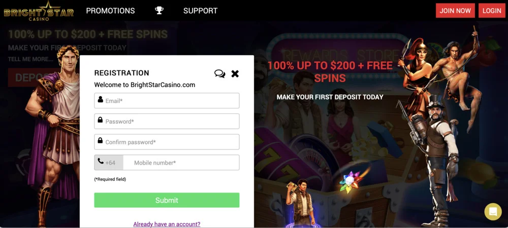 Bright Star Casino Signup
