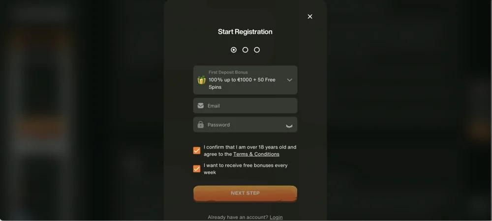 CashWin Casino Registration