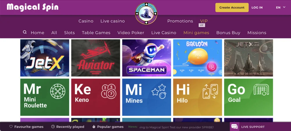 Magical Spin Casino Games