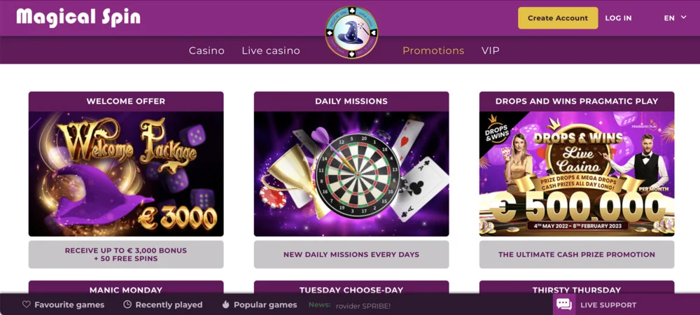Magical Spin Casino Promo