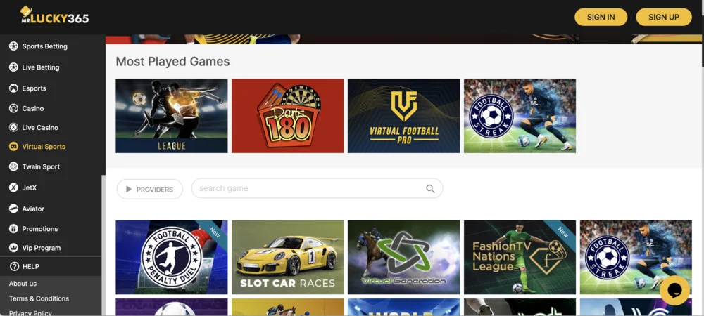 MrLucky365 Casino Virtual Sports