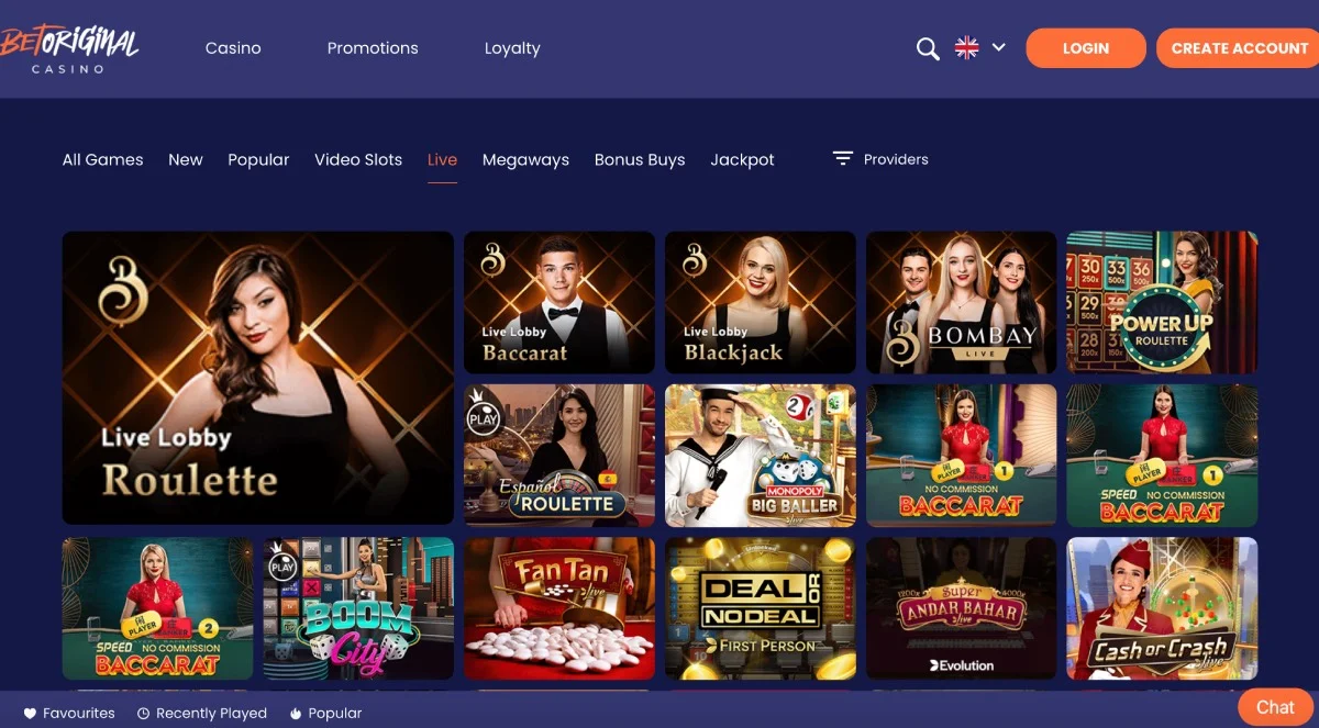 BetOriginal Casino Live Games