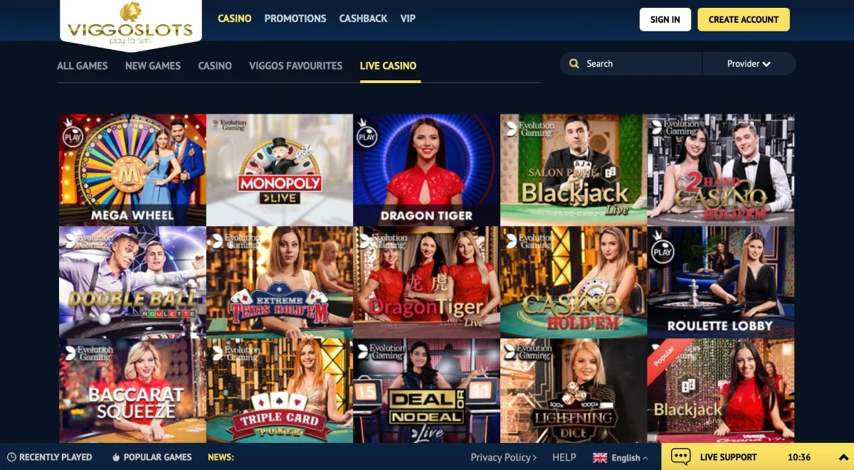 Viggoslots Casino Live Games